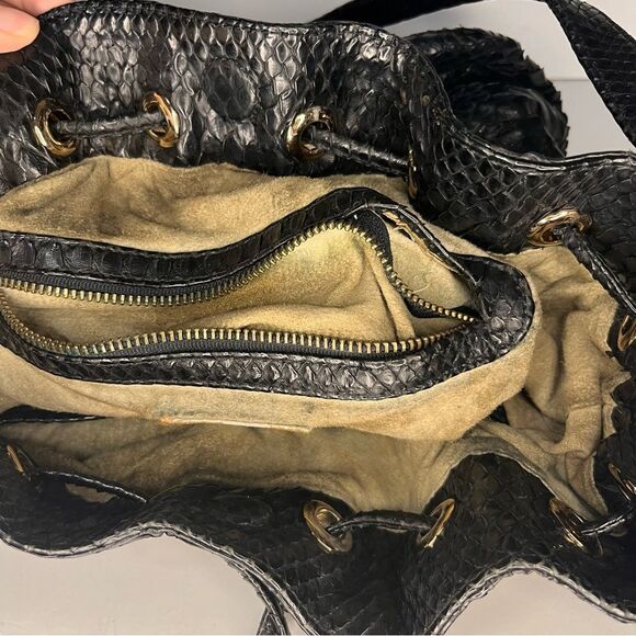 HUNTING SEASON Python Black Bucket Bag - Picture 6 of 8